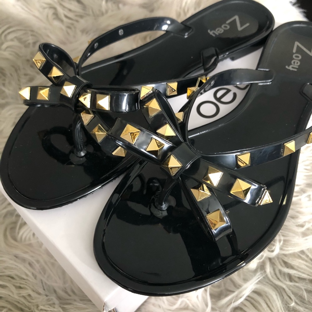Black Studded Sandals size 9 - Picture 2 of 5